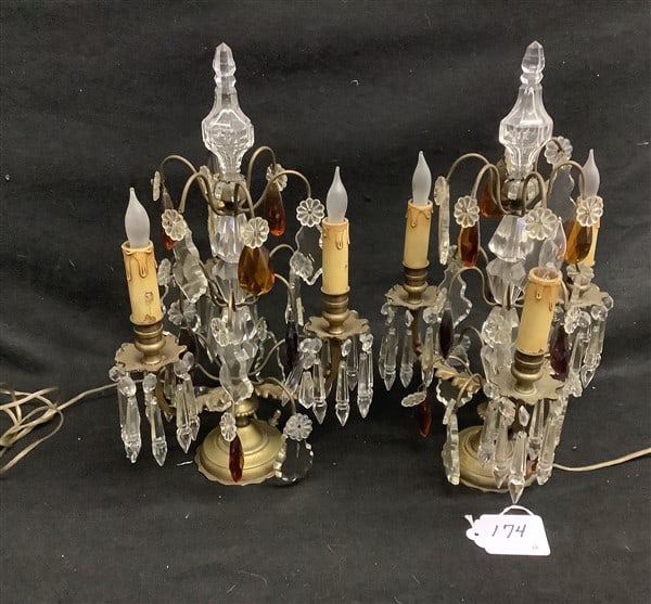 Pr. of Vintage 17" Crystal Lamps (1 of 3)