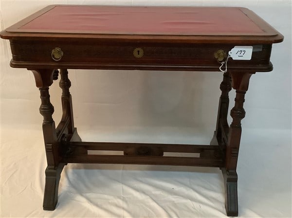 Burl Walnut 2 Drawer Leather Top Victorian Writing Desk (1 of 3)