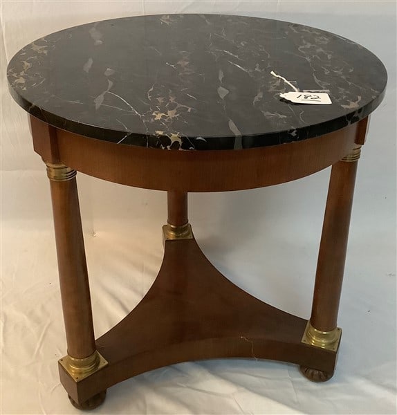 Lovely Marble Top and Accented Parlor Table 25" diam x 27"h (1 of 3)