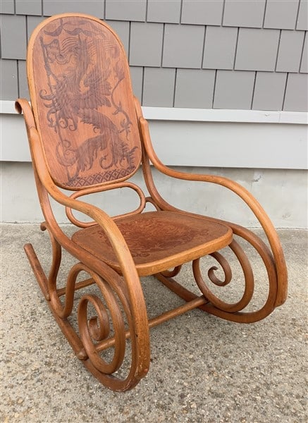 Carved Scandinavian Bentwood Rocker (1 of 4)