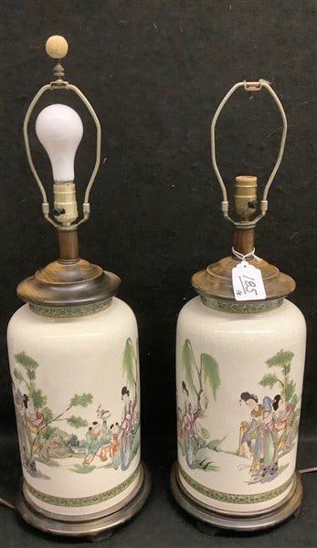 Pr of 28" Oriental Porcelain Lamps (1 of 2)