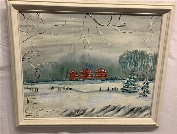 Framed o/c Winter scene Miriam Nelson 27" x 34" (1 of 4)