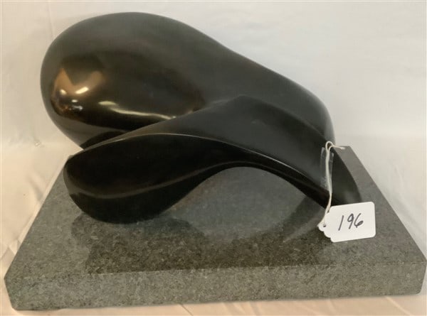Modern Black Marble Sculpture, Miriam Nelson 18"L x 10"h: Modern Black Marble Sculpture, Miriam Nelson 18"L x 10"h