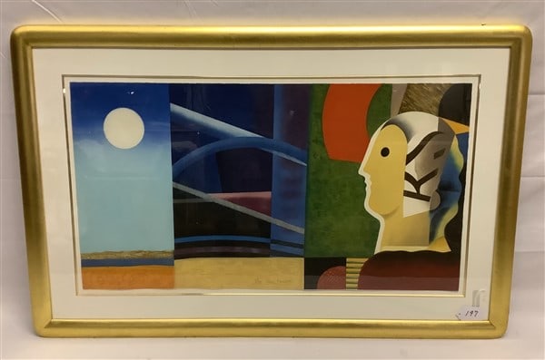 Modern Framed Abstract Lithograph Numbered & Signed - 32" x 48" (1 of 3)