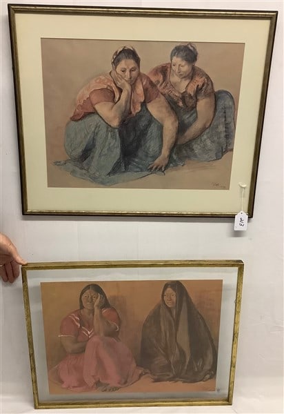 2 Framed Watercolors - Francisco Zuniga 26" x 32" (1 of 3)