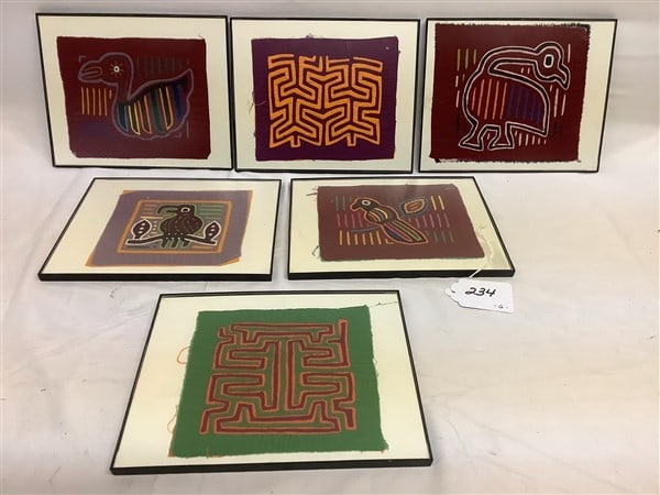 6 Framed Molas - 8" x 10": 6 Framed Molas - 8" x 10"