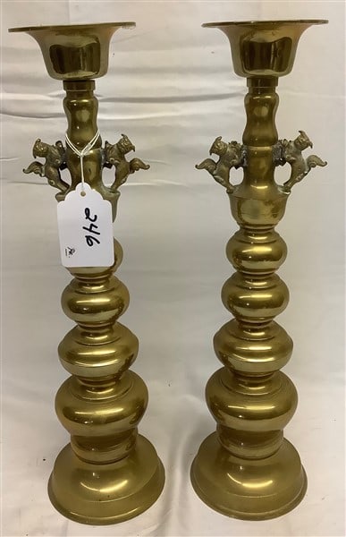 Pr of 18" Brass Candlesticks: Pr of 18" Brass Candlesticks