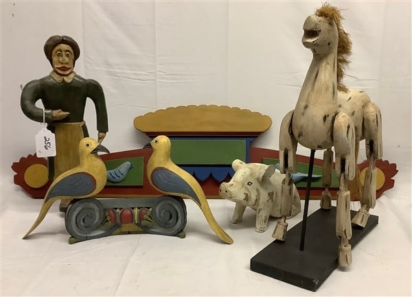 5 Painted Pcs. of Wooden Contemporary Folk Art Horse - 20"h: 5 Painted Pcs. of Wooden Contemporary Folk Art Horse - 20"h
