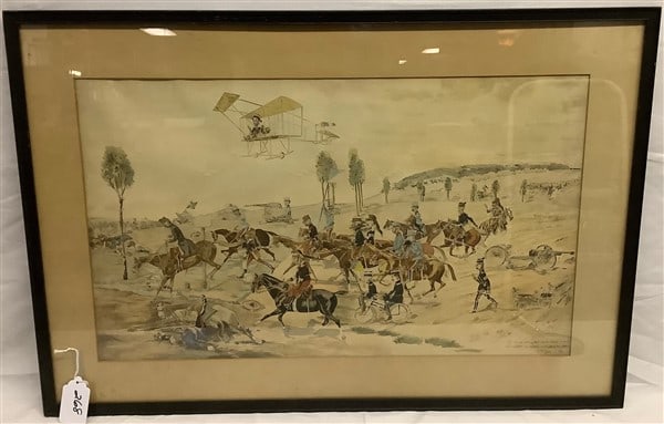 Framed Battlefield Watercolor, 1910 25" x 36": Framed Battlefield Watercolor, 1910 25" x 36"