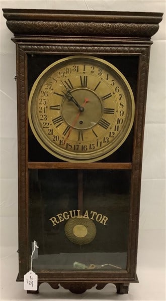 ca 1900 Sessions Regulator - Time Only Calendar 40"L: ca 1900 Sessions Regulator - Time Only Calendar 40"L