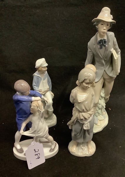 3 Lladro & 1 Royal Copenhagen Figures: 3 Lladro & 1 Royal Copenhagen Figures