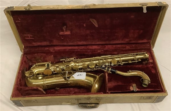 Vintage Brass Saxophone with Case "As Found" (1 of 2)