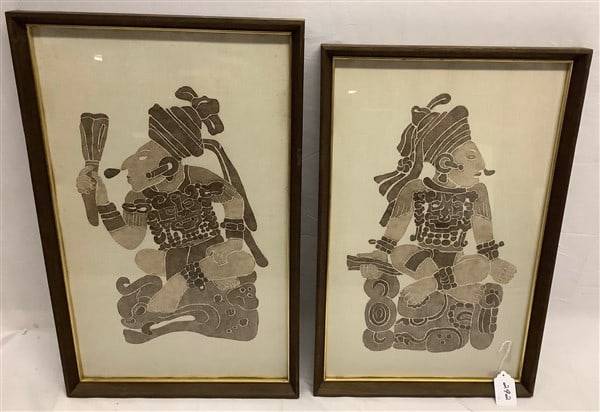 2 Framed Tibetan Rubbings: 2 Framed Tibetan Rubbings