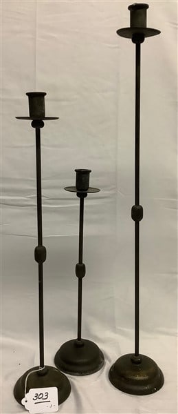 3 Metal Candlesticks - 18". 24", and 30"h: 3 Metal Candlesticks - 18". 24", and 30"h