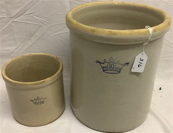 2 Glazed Crocks - 2 Gallon and 10 Gallon (1 of 3)
