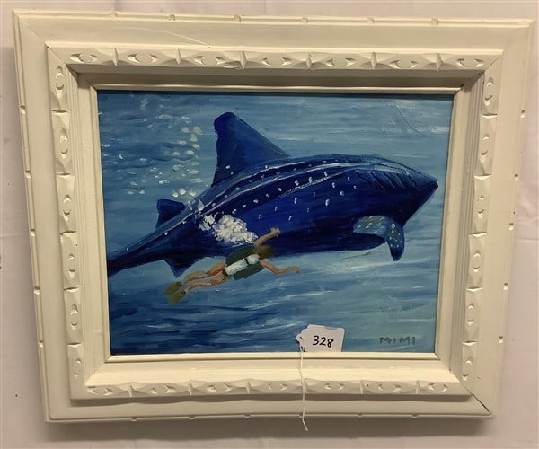 Framed o/c Aquatic Painting - 23" x 28" Miriam Nelson: Framed o/c Aquatic Painting - 23" x 28" Miriam Nelson