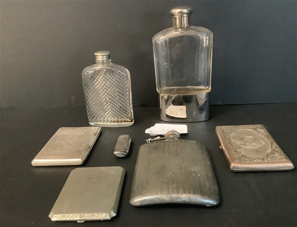 3 Flasks and 3 Cigarette Cases (1 of 3)
