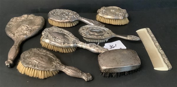 8 Pc Lot - Brushes, Mirror, Comb (1 of 3)