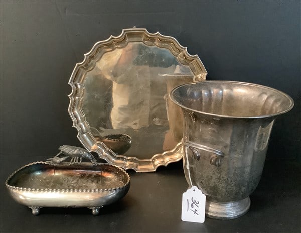 Gorham 9.5" Silver Plate Wine Bucket and Silver Plate Lobster Bowl (1 of 2)