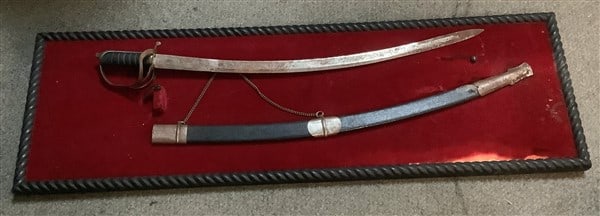 Mounted Japanese Sword and Scabbard: Mounted Japanese Sword and Scabbard