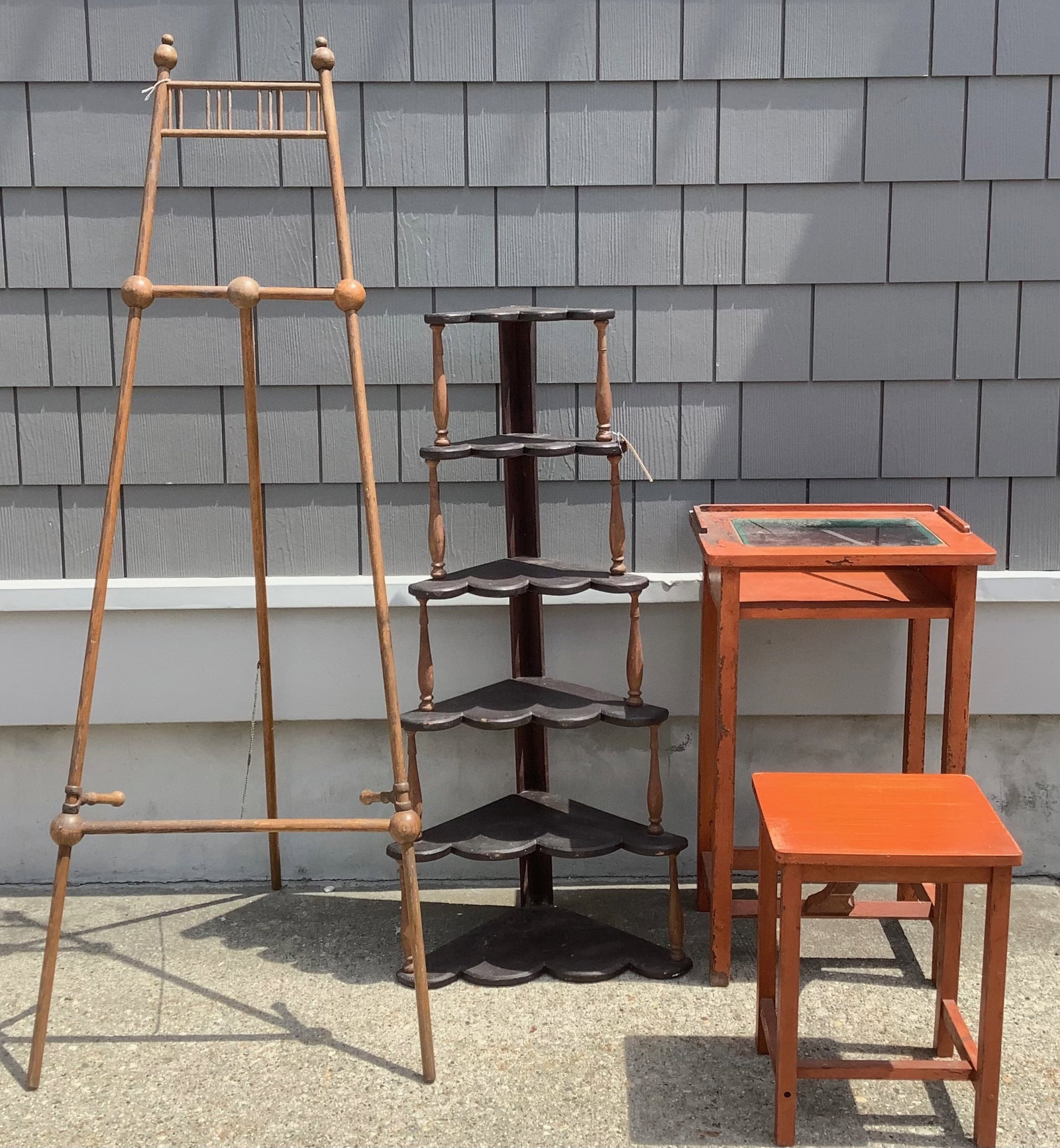3 Easel, Country Stepstool and Corner Whatnot (1 of 2)