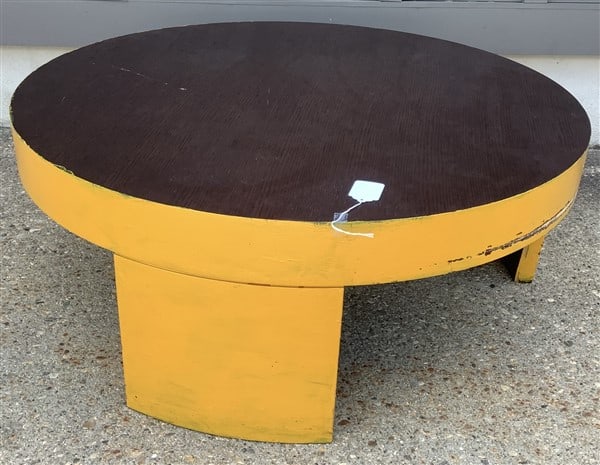 Mid-Cent Coffee Table, PAY ATTENTION! 40" diameter x 16"h: Mid-Cent Coffee Table, PAY ATTENTION! 40" diameter x 16"h