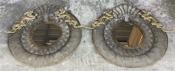 2 Brass Mirrors with Dragons (1 of 3)