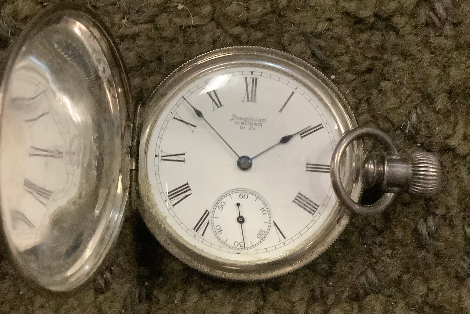 American Waltham Coin Silver Pocket Watch (1 of 2)