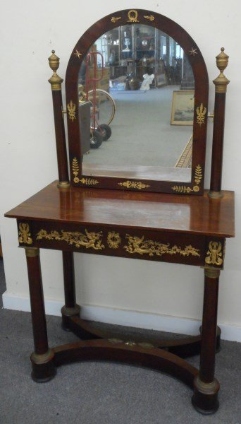 Ormolu mounted Mirrored Empire Vanity: Ormolu mounted Mirrored Empire Vanity