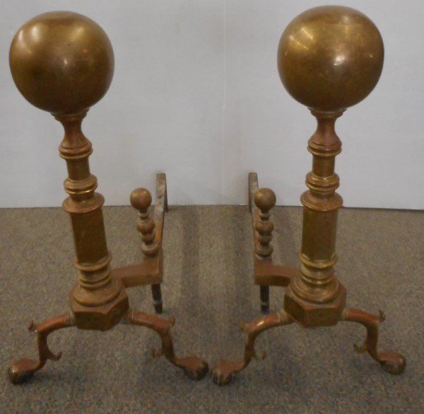 Brass Cannonball Andirons: Brass Cannonball Andirons