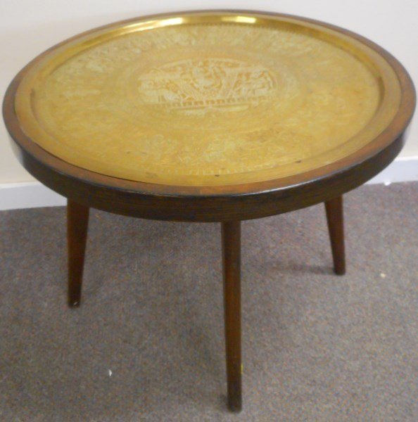Table with Insert Brass Tray: Table with Insert Brass Tray