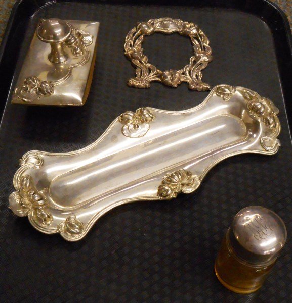 4 Pc. Sterling Lot- Blotter, small frame, pen tray and (1 of 1)