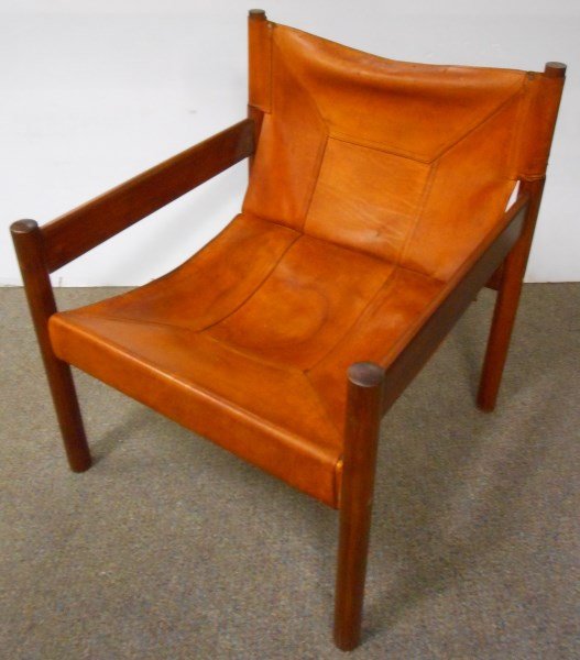 Teak and Leather Modern Armchair (1 of 1)