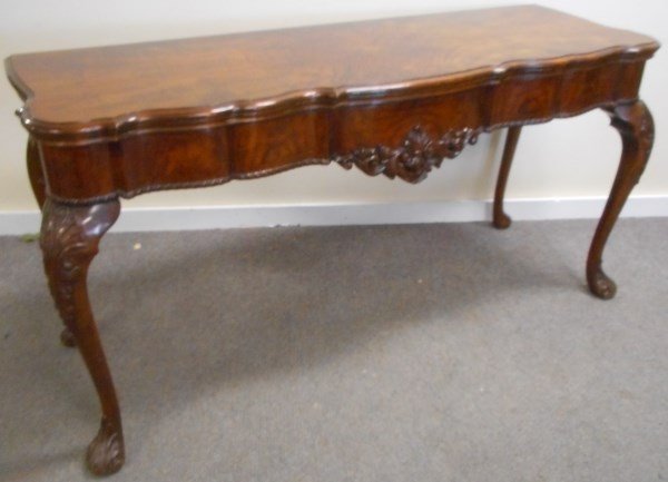 Carved Serpentine Front Flip Top Console Table (1 of 1)
