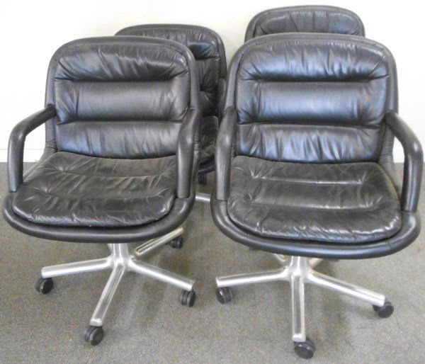 4 Chrome and Leather Italian Swivel Chairs (1 of 1)