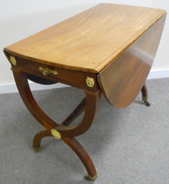 Double Drawer Ormolu Mounted Drop Leaf Breakfast Table (1 of 1)