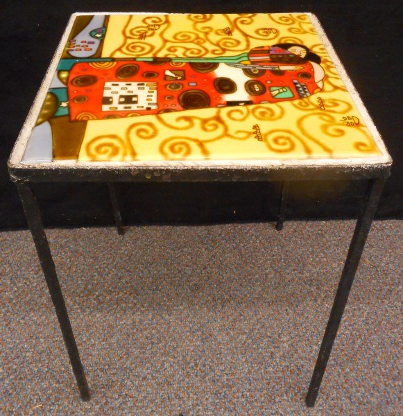 Small Tile Top and Iron Stand (1 of 1)