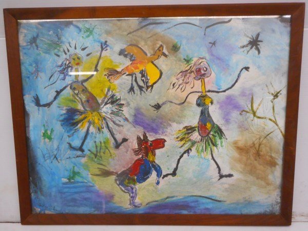 Signed Figural Abstract Painting (1 of 2)