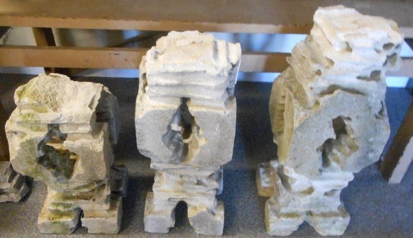 Steve Karr- 3 Pc. Graduated Limestone Pedestal Lot: Steve Karr- 3 Pc. Graduated Limestone Pedestal Lot