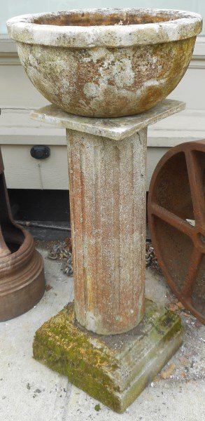 2 Part Marble and Concrete Birdbath/Garden Element: 2 Part Marble and Concrete Birdbath/Garden Element