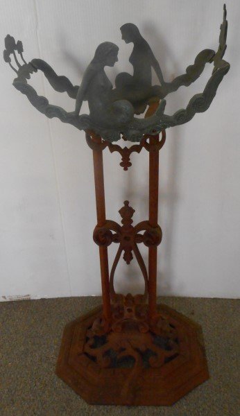 Iron Art Deco Terrarium Stand Signed Verona: Iron Art Deco Terrarium Stand Signed Verona