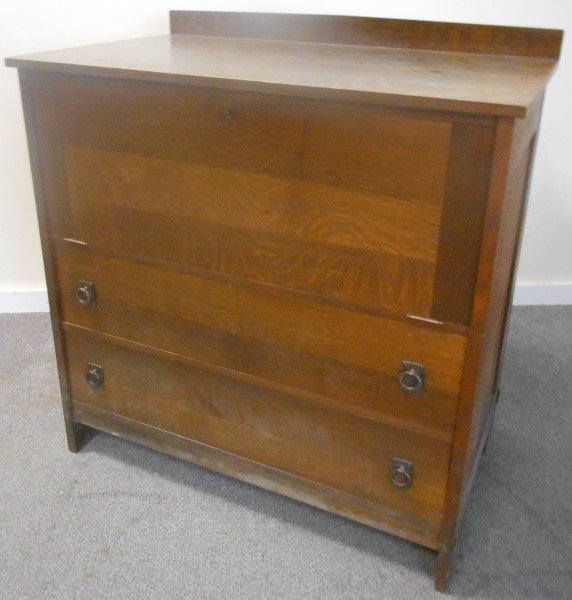 Oak- Drop Front Mission Style Fitted Chest (1 of 4)