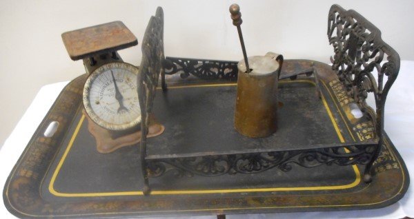 Kitchen Scale, Fire Starter, Cast Iron Doll Bed, Tole (1 of 1)