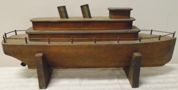 27" Wooden Ship Model on Stand: 27" Wooden Ship Model on Stand