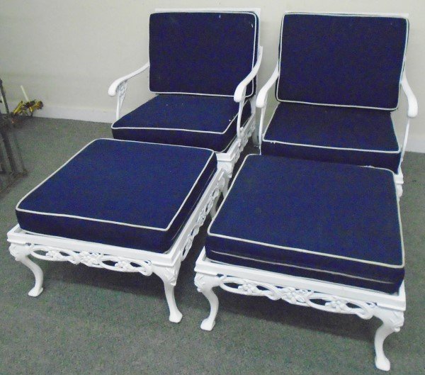 2 Brown Jordan Garden Chairs with Ottomans/Tables (1 of 1)