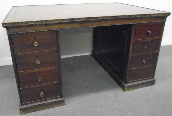 3 Part Leather Top Partners Desk 35" x 51" Nice Antique: 3 Part Leather Top Partners Desk 35" x 51" Nice Antique one