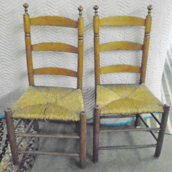 Pr. Ladder back 18th Cent Side Chairs (1 of 1)