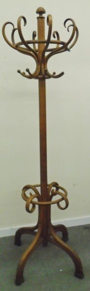 Walnut Finish Bentwood Hat Coat Rack with Umbrella Stand Walnut Finish Bentwood Hat Coat Rack with Umbrella Stand