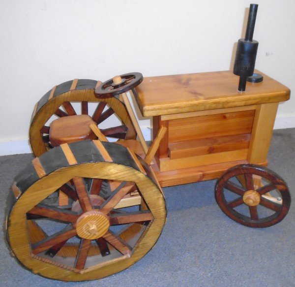 Real Fun Mixed Wood Folk Art Tractor (1 of 1)