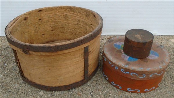 3 Pc. Lot- Pantry Boxes & small hand turned box: 3 Pc. Lot- Pantry Boxes & small hand turned box (1.75"h x 2.5"w)